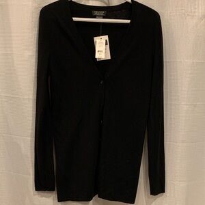 Lord & Taylor Black Merino Wool Cardigan